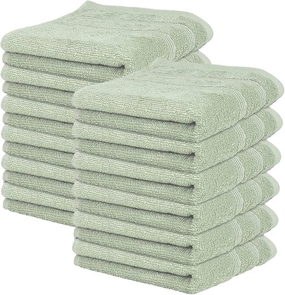 Kaufman - Premium Hand Towels Set for Bathroom, Spa, Gym, and Face Towel 100% Cotton Ring Spun, Ultra Soft Feel and Highly Absorbent Towels (12, SAGE Green)