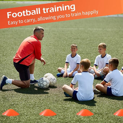 100 Pieces Soccer Cones with Strap Agility Disc 2 Straps