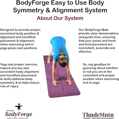 BodyForge Yoga Mat Thick Exercise Mat Thick 8mm TPE Eco-Friendly with Alignment Marks Non-Slip Extra Thick High-Density for Women and Men Workout Pilates