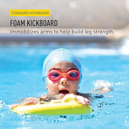 FINIS Foam Kickboard for Swim Training - Builds Leg Strength - Soft EVA Foam - Comfortable Grip - Yellow