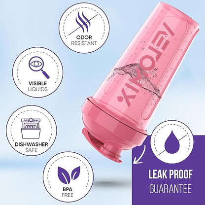 '-2 Pack- 28 oz Protein Shaker Bottles for Protein Mixes - 2x Wire Whisk | Leak Proof Shaker Cups for Protein Shakes | Protein Shaker Bottle Pack (Pink/Transparent)