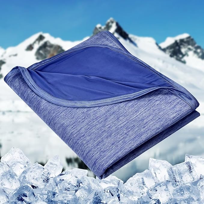 HOMFINE Cooling Blankets for Hot Sleepers - Summer Blanket Thin Lightweight Breathable Soft Double Side Enhanced Cooling for Bed Couch Sofa, Keep Cool for Night Sweats (Dark Blue, 50 x 70 inches)