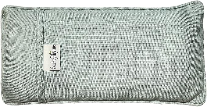 Organic Linen Eye Pillow - Lavender & Flaxseed for Relaxation, Yoga, Stress Relief - Microwavable Heating Pad & Cool Compress - Made in USA - Gifts for Meditation