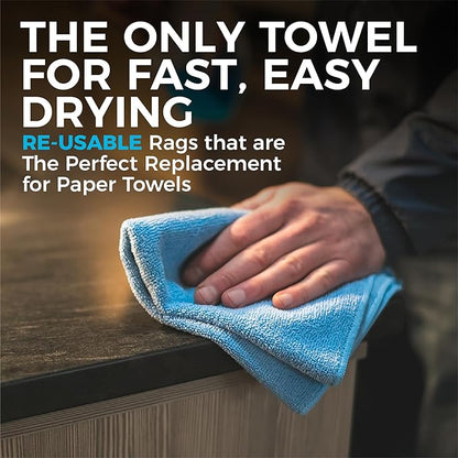 The Rag Company - All-Purpose Microfiber Terry Cleaning Towels - Commercial Grade, Highly Absorbent, Lint-Free, Streak-Free, Kitchens, Bathrooms, Offices, 300gsm, 16in x 16in, Grey (12-Pack)
