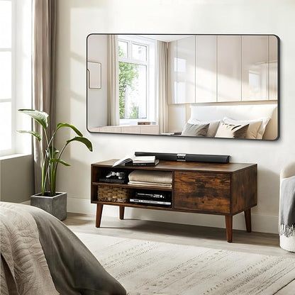 FORBATH Bathroom Mirror 30" X 60"，Large Rectangular Wall Mirror, Black Metal Framed Rounded Corner Wall Mounted Mirror for Bathroom Bedroom Entryway Decor(Horizontal/Vertical)