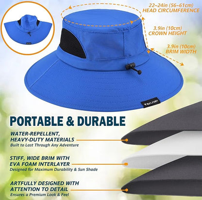 EINSKEY Wide Brim Sun Hat, UPF 50+ UV Protection Waterproof Packable Bucket Hat for Men & Women, Fishing Hiking Beach Garden