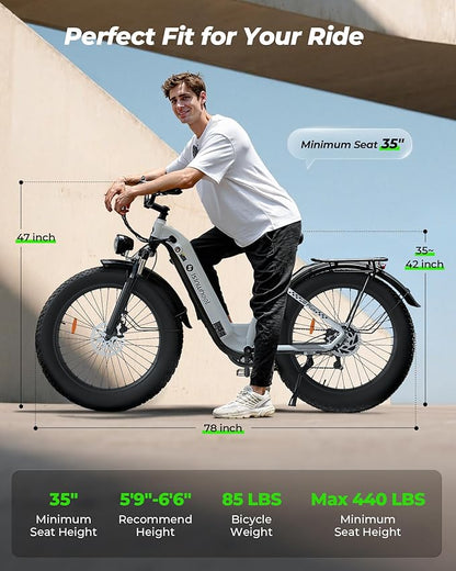isinwheel U8 Plus Electric Bike for Adults,1500W Peak Motor Hydraulic Brake Ebike,Max 20/28MPH 75-105Miles Electric Bicycle with 13AH/18AH Battery,26" Step-Thru Fat Tire Commuter E Bike for Adults