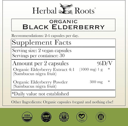 Herbal Roots Certified Organic Skin Health Trio, Apple Cider Vinegar, Fruiting Body Mushroom Blend, Black Elderberry,