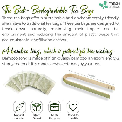 FreshDrinkUS, Premium 75 Fennel Seed Tea Bags – 100% Natural & Pure, Handmade Herbal Tea, Eco-Friendly, Fresh Aroma, Made with Natural Material Tea Bags. No Sugar, No Caffeine, No Gluten, Vegan.