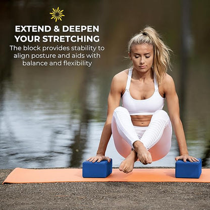 Sunshine Yoga 4" Yoga Block, 10 Pack Bulk EVA Foam Yoga Blocks, Firm and Supportive Yoga Brick, Balance Foam for Stretching, Pilates, and Workout, 4" x 6" x 9"