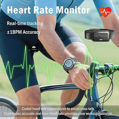 EZON Heart Rate Monitor and Chest Strap, Exercise Heart Rate Monitor, Sports Watch with HRM, Waterproof, Stopwatch, Hourly Chime T007