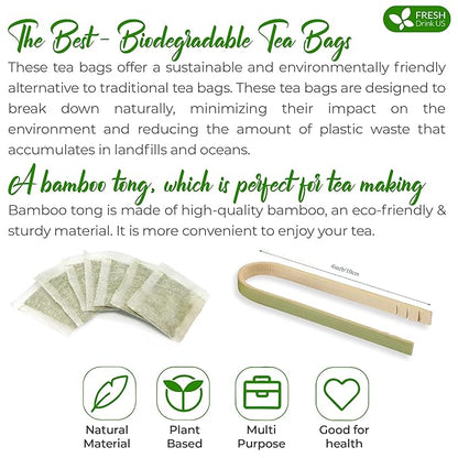 FreshDrinkUS, 40 Premium Soursop Graviola Fruit Tea Bags, 100% Natural and Pure from Soursop Fruits, Made With Natural Materials-Corn Fiber Tea Bag, Sugar/Caffeine/Gluten Free, Hoja Guanabana Tea