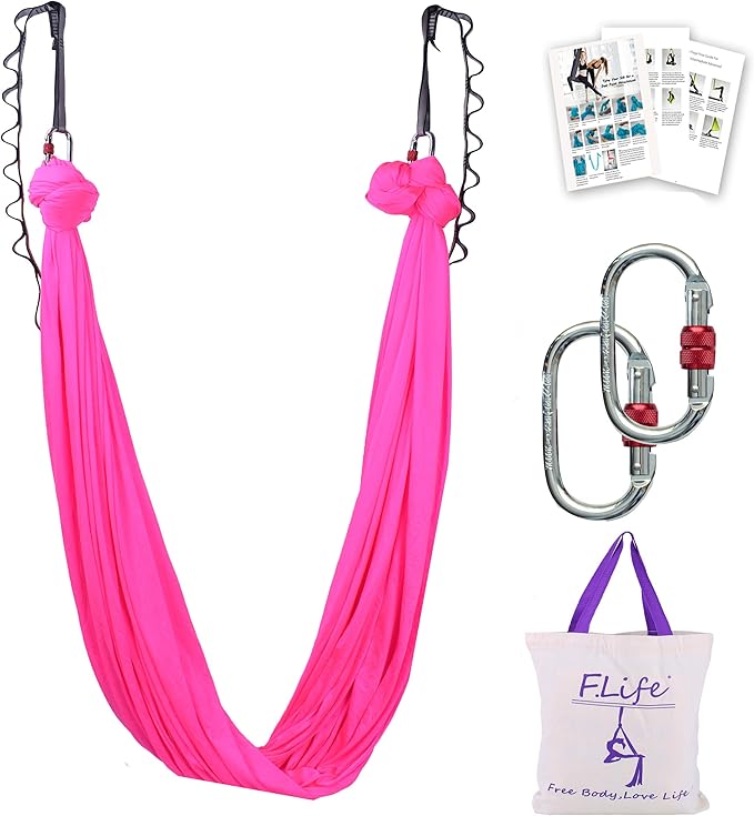 F.Life Aerial Silk Yoga Hammock & Swing for yoga Inversion,Strength training,starter hardware kit