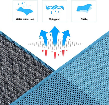 Biange Cooling Towel (Pack of 20, 40"x12") with Pouches for Sports, Workout, Fitness, Gym, Yoga, Golf, Pilates, Travel, Camping & More