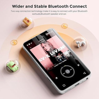 Innioasis MP3 Player with Bluetooth and WiFi, 160GB MP3 Player with Spotify for Kids, 4" Touch Screen Android MP3 MP4 Player with Pandora,Amazon Music,Audible,Libby,Audiobooks(White)