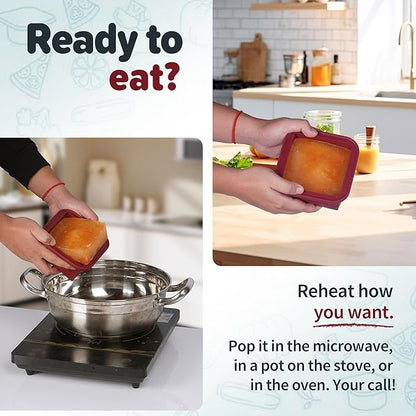 2-Cup Silicone Freezer Trays with Lids – Perfect for Meal Prep, Portion Control, and Easy Freezing-Meal Prep Container Molds for Soup,Leftovers (Cranberry, 4 Pack)