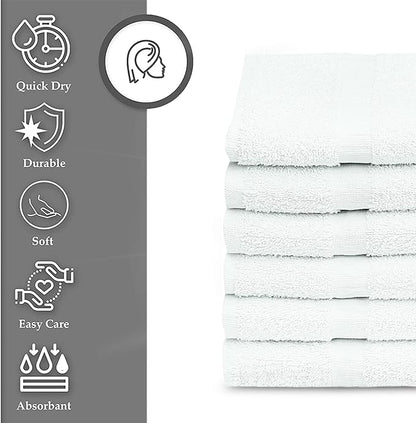 GOLD TEXTILES 12 Pcs New White (20x40 Inches) Cotton Blend Terry Bath Towels Salon/Gym Towels Light Weight Fast Drying