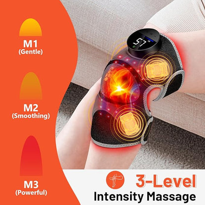 HALIDODO Upgrade 4 Vibration Massage Area Knee Brace & Red Light Therapy for Knee Pain Relief 660nm&850nm Red Light Therapy Device for Knee/Joint/Elbow/Shoulder Pain Relief, Gift for Mom