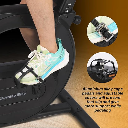 Stationary Bikes for Home,Electromagnetic Control Exercise Bike,Indoor Cycling Bike with Shuttle Smart Knob,Magnetic Resistance/Brake Pad, Low Noise with App, Upgraded Version Seat