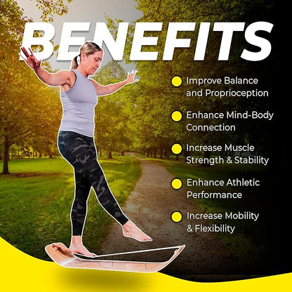 GIBBON SlackBoard - GiBoard Balance Board Kids & Adults - Slackline Balance Trainer - Slack Board Core Workout Equipment Home Gym Training - Standing Desk Exercise - Yoga, Agility, Pilates & More