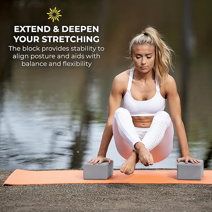 Sunshine Yoga 4" Yoga Block, 10 Pack Bulk EVA Foam Yoga Blocks, Firm and Supportive Yoga Brick, Balance Foam for Stretching, Pilates, and Workout, 4" x 6" x 9"