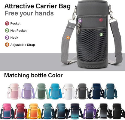 Insulated Water Bottle | Thickened Stainless Steel Vacuum Metal | Portable Sports Water Jug for Gym and Hiking with Straw, Carrier Bag, Handle Strap | BPA-Free 32 oz