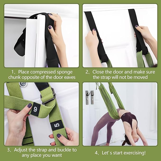 Leg Stretcher Strap, Stretching Equipment with Door Anchor Flexibility Trainer Backbend Assist for Dance Aerial Yoga Ballet Leg Stretching Exercise