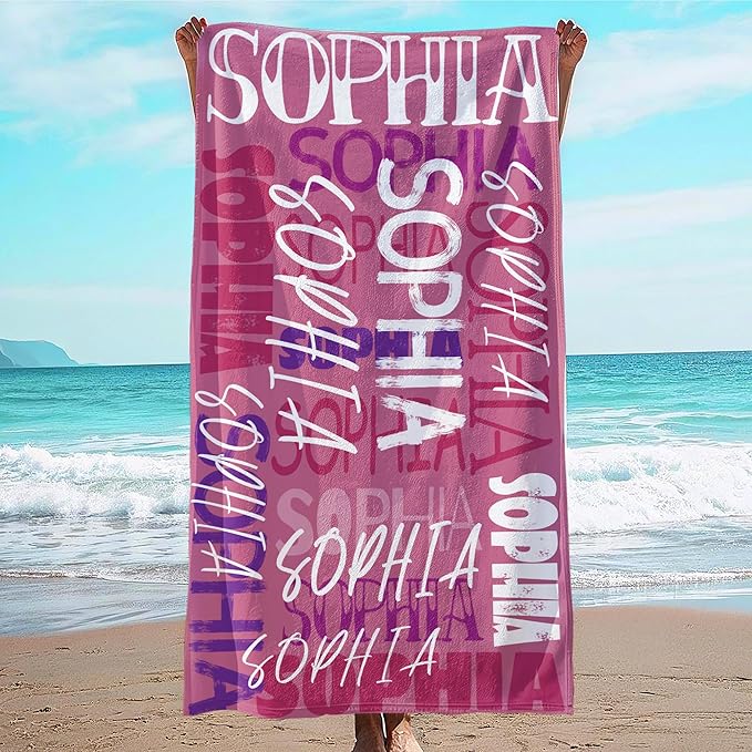 JML Personalized Beach Towel with Name, Custom Beach Towel with Name, Customized Microfiber Pool Towel, Quick Dry & Absorbent Swim Towel for Adult,Anniversary, Birthday, Summer Holiday,Vacation