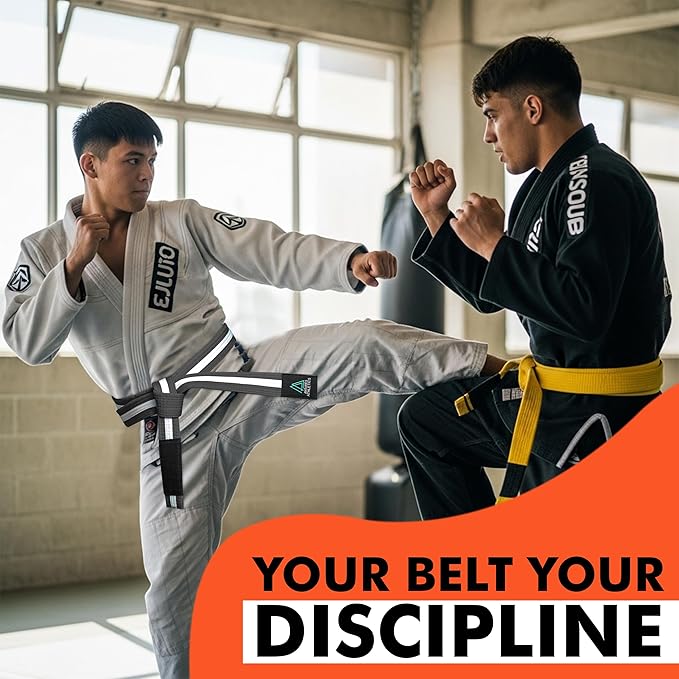 Brazilian Jiu Jitsu Belts Preshurunk Martial Arts Youth BJJ Belts for Girls & Boys with BJJ Ranking Stripes