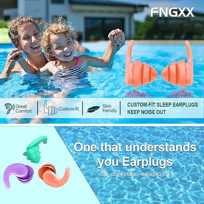 Kids Swimming Ear Plugs,3 Pairs Waterproof Reusable Silicone Child Swim Earplugs for Swimming Surfing Bathing Showering,Small Children Water Ear Plugs Suitable for Boys and Girls (Kids 4-12 Years Old)