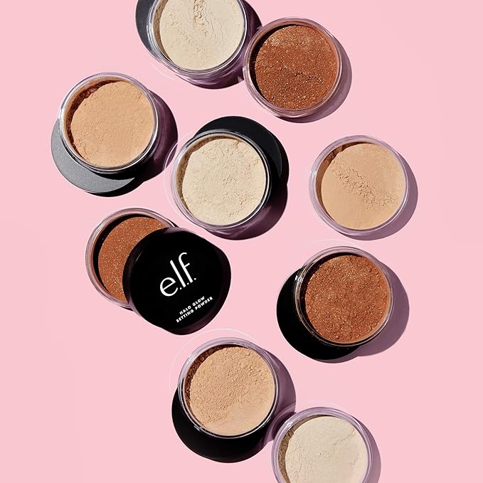 e.l.f. Halo Glow Setting Powder, Silky, Weightless, Blurring, Smooths, Minimizes Pores and Fine Lines, Creates Soft Focus Effect, Deep, Semi-Matte Finish, 0.24 Oz