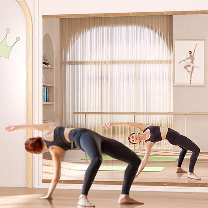 Hasipu 2Pcs 48''x24'' Home Gym Mirror Large Full Length Wall Mounted Full Body Mirror for Yoga Dance Fitness Exercise Studio Bedroom Garage, Frameless Tempered Glass Workout Mirrors Walnut Rectangular