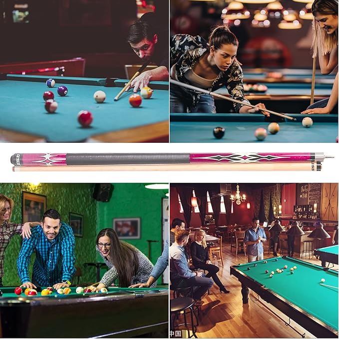 GSE Games & Sports Expert 58" 2-Piece Canadian Maple Hardwood Billiard Pool Cue Sticks for Men/Women, House or Commercial/Bar Use (Several Colors, Weight 18oz, 19oz, 20oz, 21oz Available)