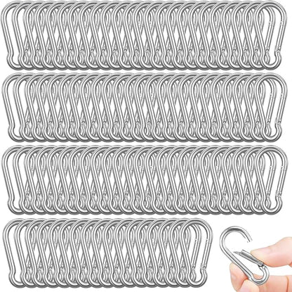 200PCS 2" Spring Snap Hook Carabiners, 3/16" Heavy Duty Galvanized Steel Carabiner Clips, 220lbs Capacity M5 Spring Clips Keychain for Hammock Swing,Dog Leashes, Water Bottle and Outdoor Activities