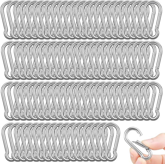 200PCS 2" Spring Snap Hook Carabiners, 3/16" Heavy Duty Galvanized Steel Carabiner Clips, 220lbs Capacity M5 Spring Clips Keychain for Hammock Swing,Dog Leashes, Water Bottle and Outdoor Activities