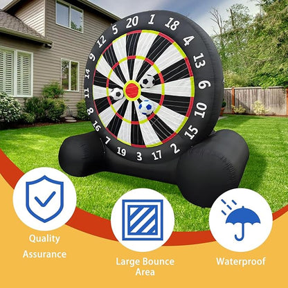 Giant Inflatable Soccer Dart Board, 10ft Inflatable Soccer Kick Darts Games with Blower & 8 Sticky Soccer Balls, Outdoor Inflatable Soccer Target Dart Board Yard Game