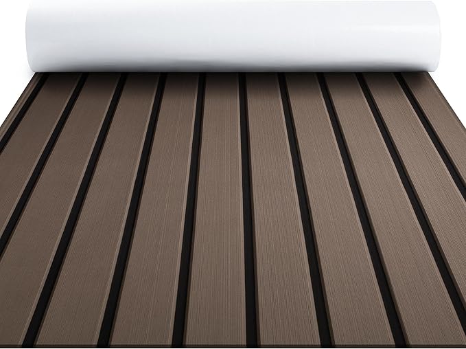 FOCEAN Boat Flooring EVA Foam Boat Decking Faux Teak Marine Flooring Boat Mat Boat Carpet Sheet for Motorboat RV Yacht Kayak Surfboard, 94.5"x 47.2"/35.4"/23.6"/15.7"