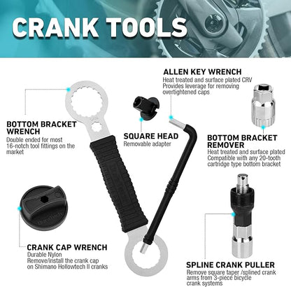 DURATECH 41 Pieces Bike Repair Tools, Complete Bike Tools Kit with Storage Box, Mountain Bike Maintenance Tools, for Mountain, Road, and Park Bicycle with Chain Riveter, Tire Levers, Crank Puller