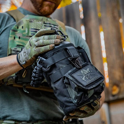 Iron Infidel Battle Bottle - Half Gallon Insulated Water Bottle with Paracord Handle - Large 64 oz Stainless Steel Water Jug & Rugged, Removable Sleeve For Keys, Wallet, Phone (Black Camo 2 Liter)