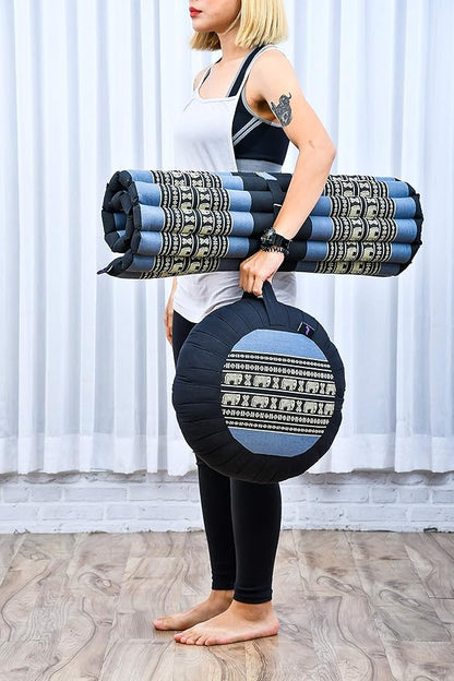 Leewadee Zabuton Seating Cushion – Square Floor Seat for Meditation Exercises, Light Yoga Mat Filled with Kapok