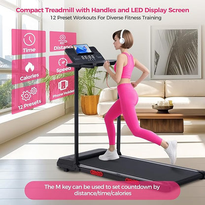 Walking Pad Treadmill with Handle Bar, 3.5HP Compact Electric Walking Pads Treadmills with Handles for Home Apartment Small, 0.6-10MPH Portable Foldable Folding Small Treadmill Home, 400LBS Capacity