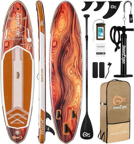 InnoExpo 11' Inflatable Stand Up Paddle Boards with Premium Accessories, Wide Stable SUP Paddle Board Design, Non-Slip Comfort Deck for Youth & Adults