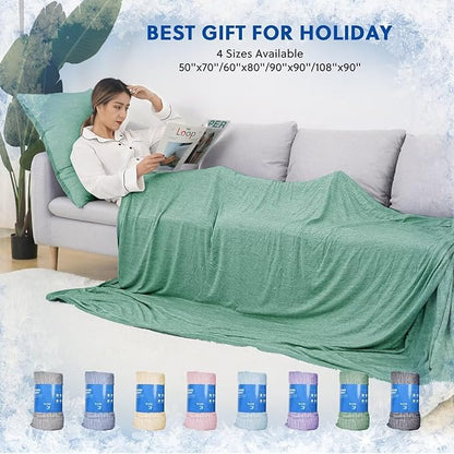 HOMFINE Cooling Blankets for Hot Sleepers - Summer Blanket Thin Lightweight Breathable Soft Double Side Enhanced Cooling for Bed Couch Sofa, Keep Cool for Night Sweats (Green, 90 x 90 inches)