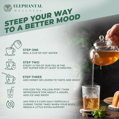 Elephantal Wellness Premium Joy Herbal Tea | Mood & Emotional Balance Support with St. John’s Wort, Kava, Ginkgo & Lavender | Handmade, Non-GMO, Caffeine-Free Loose Leaf Blend, 2oz, 20 Servings