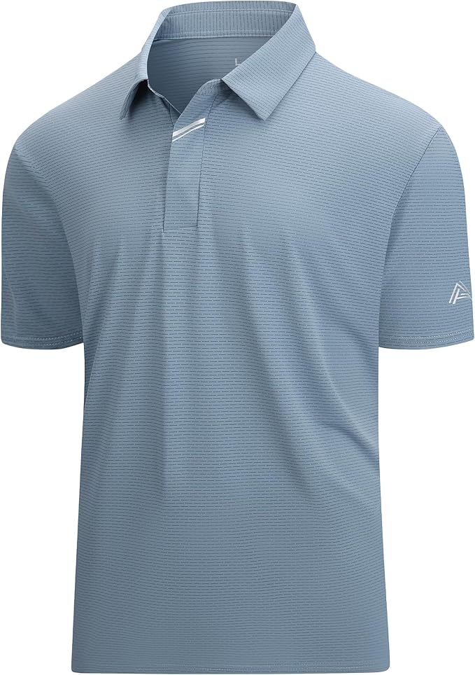 Esabel.C Jacquard Golf Shirts for Men Moisture Wicking Short Sleeve Performance Dry Fit Active Mens Polo Shirts