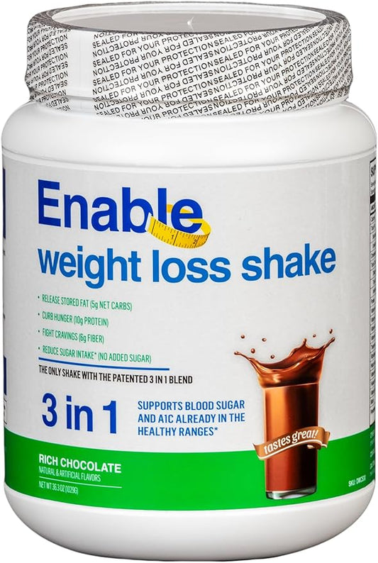 Enable Weight Loss Shake - Rich Chocolate Flavor for Delicious & Nutritious Meal Replacement, 2lb 11oz