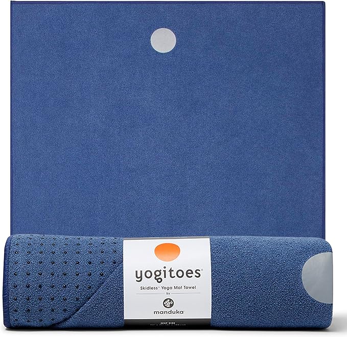 Manduka Yogitoes Yoga Towel – Rubber Grip Dots Non-Slip Bottom, Quick Dry Fitness Towel for Hot Yoga, Pilates, Exercise
