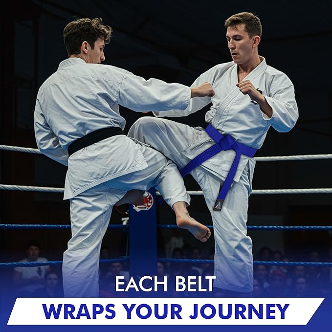 BJJ Belt for Men & Women Brazilian Jiu Jitsu Belt with Ranking Stripes Sleeve Bar Kids Jiu Jitsu Gi Belt