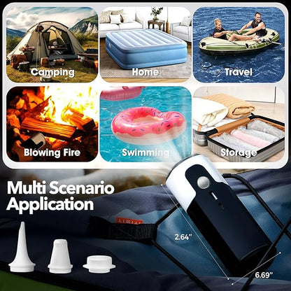 17 Electric Air Pump Brushless Air Pump 17kPa Air Mattress Pump with Led Light Fast Inflation or Deflation for Rubber Boat Kayak Inflatables Pool Floats Boats Sleeping Pads