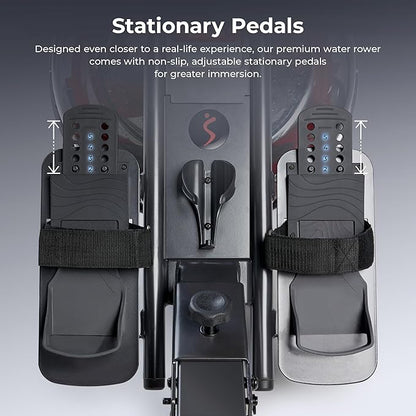 Sunny Health & Fitness Flip & Foldable Rowing Machine for Home w/Extended Slide Rail, Full-Body Workout, Low-Impact, Optional Extra Long Rail, Quiet Rail Cover, Water Motion and Free SunnyFit App